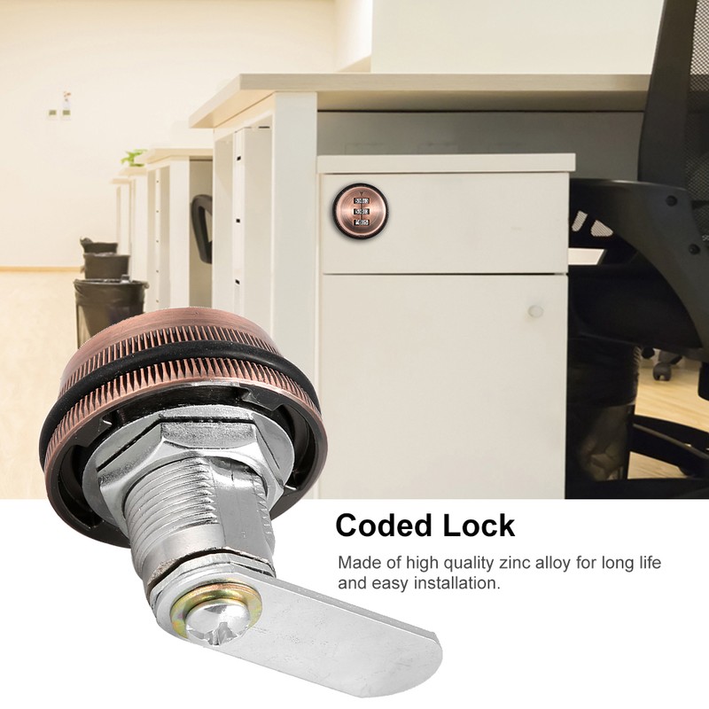 2pcs Zinc Alloy Mechanical Password 3-Digit Code Mailbox Cabinet LockRed