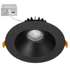 Maxxima 6” Ultra-Thin Recessed Anti-Glare LED Downlight, Canless IC Rated, 1200 Lumens, 5 Color Temperature Select 2700K/3000K/3500K/4000K/5000K, Dimmable, Black Trim, 90 CRI, 5CCT Slim J-Box Included