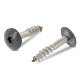 Trespo Wood Screws 4.8 x 32 Pack of 25 Stainless Steel A2 / V2A - Round-Headed Wood Screws with Hexalobular Socket - Rust-Proof - Powder Coated RAL 7012 Basalt Grey