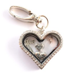 MUM Memorial Keyring. In Memory of Mum Heart Handbag Charm, Key Chain or Bouquet Clip for Wedding. Small Sympathy Gift