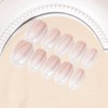 MouyouGlow Short False Nails, Square Nude Pink Ombre White Chrome