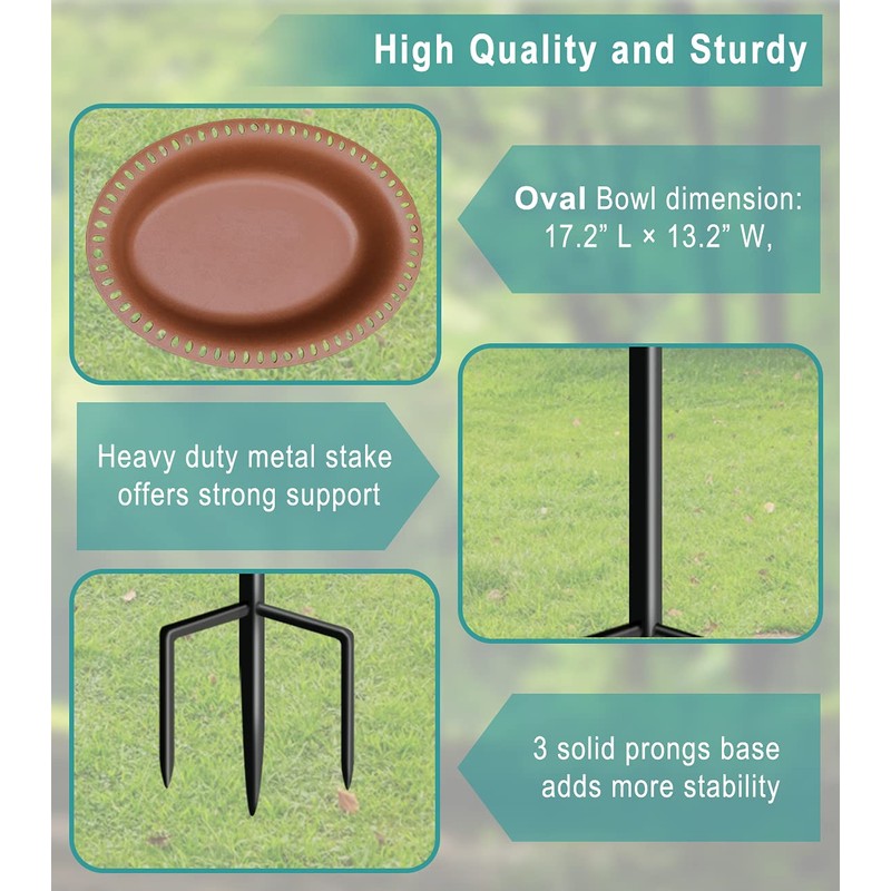 Garbuildman Extra-Large Freestanding Birdbaths Bowl, Detachable Decoration Spa with Metal