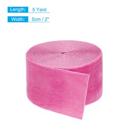 sourcing map Velvet Ribbon 2 Inch x 5 Yard Single Face Spool Silky Velvet Fabric for Bouquets DIY Crafts Gift Wrapping Wedding Party Pink