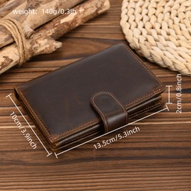 newsbirds Genuine Leather Wallet for Men | Trifold RFID Vertical Wallet | Mens Classic Wallet with 13 Credit Card Slots, 1 Banknote Compartments, 2 ID Windows, 1 Coin Pocket, Brown