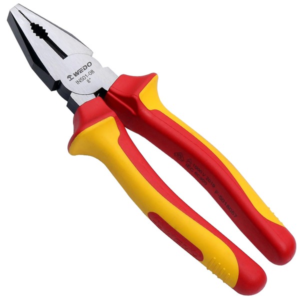 WEDO Insulated Linesman Pliers 8", VDE 1000V Combination Pliers with