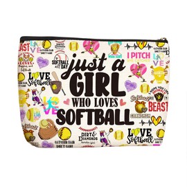 Wenboco Softball Gifts Softball Mom Makeup Bag Softball Stuff Inspirational Birthday Christmas Friendship Gifts for Women Her Softball Lovers Team Female Coworkers Friends BFF Besties Daughter
