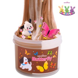 Sanzhituu Butter Slime for Kids, Cute Slime Kit for Girls Ages 8-12, Toy for Girls and Boys, 7oz. Kids Slime Set Party Kit Goodie Bag Stuffers, Slime Charms, Perfect for Birthday Gift (Brown & White)