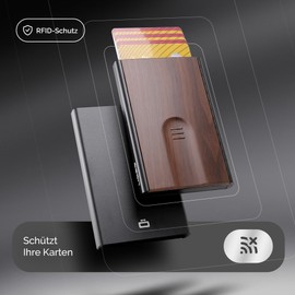 ÖGON Aluminium Card Holder Slider - RFID Blocking - The Original Minimalist Slim Automatic Wallet for Men and Women - Up to 6 Cards (Sequoia)