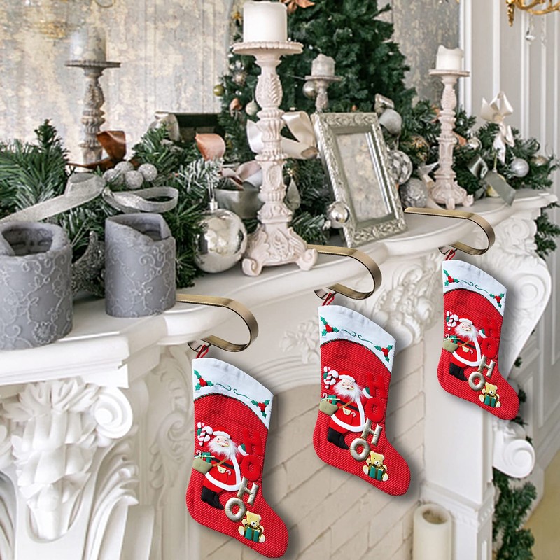 Christmas Stocking Holders Metal Mantel Stocking Hangers Adjustable Hanging Grip