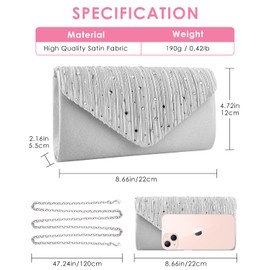 TINDTOP Evening Clutch Purses for Women Handbags for Formal Wedding Party Cocktail Prom Crossbody Shoulder Envelope Bag