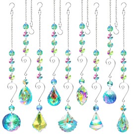 9 Pieces Sun Catchers Indoor Window Suncatcher Crystals Prisms with Chain Pendant Colorful Hanging Ornaments for Windows Chandelier Office Home Garden Decor