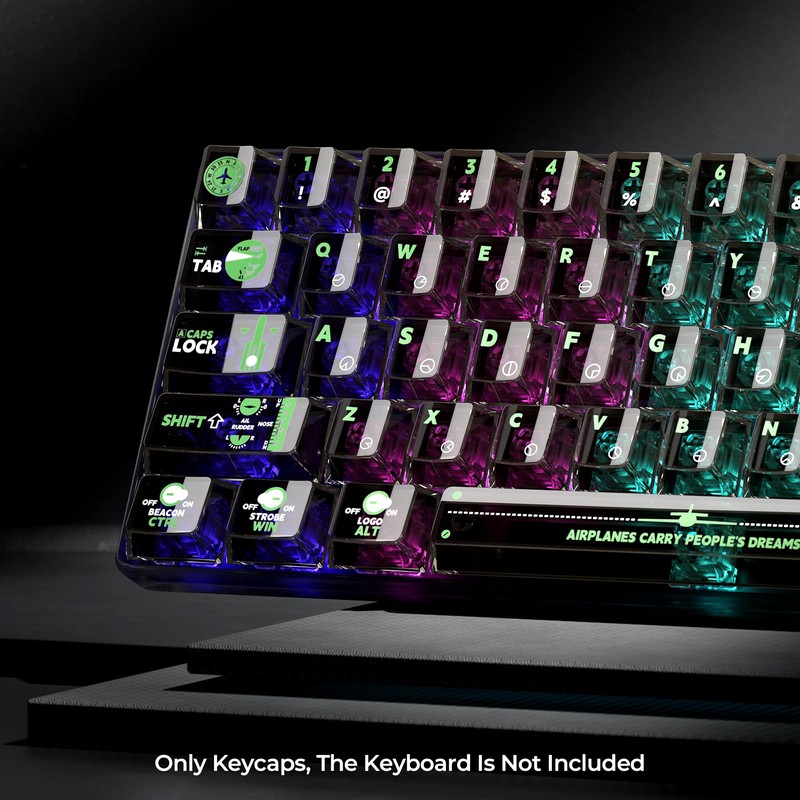 GMKWTL XVX Clear Keycaps, Transparent Keyboard Keycaps, Black Crystal Keycap