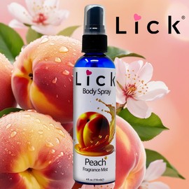LICK Peach Body Spray for Women - Flavorful Sensual Fragrance Mist Collection with Delectable Taste for Intimate Moments, 12 Delicious Scents, Vegan Formula, 4 fl oz (117mL)