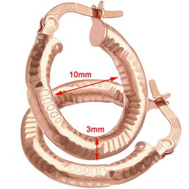 Citerna Women's 9ct Rose Gold Diamond Cut 10 mm Hoop Earrings