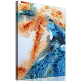 Orange Blue Canvas Wall Art Abstract Modern Painting Blue and Orange Pictures Colorful Pastel Wall Art Abstract Watercolor Print Bright Colors Artwork Colorful Modern Painting for Room 16x24in Framed