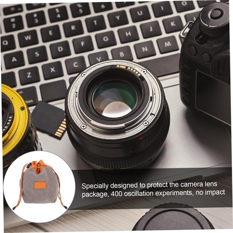 CIYODO 1Pc Portable Camera Lens Storage Bag Grey Medium Organizer