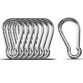 Small Carabiner Clip, 8PCS 1.57 inch 304 Stainless Steel Heavy Duty Carabiners, Metal Spring Snap Hook Clips for Outdoor Travel Camping Fishing Hanging Key Chain