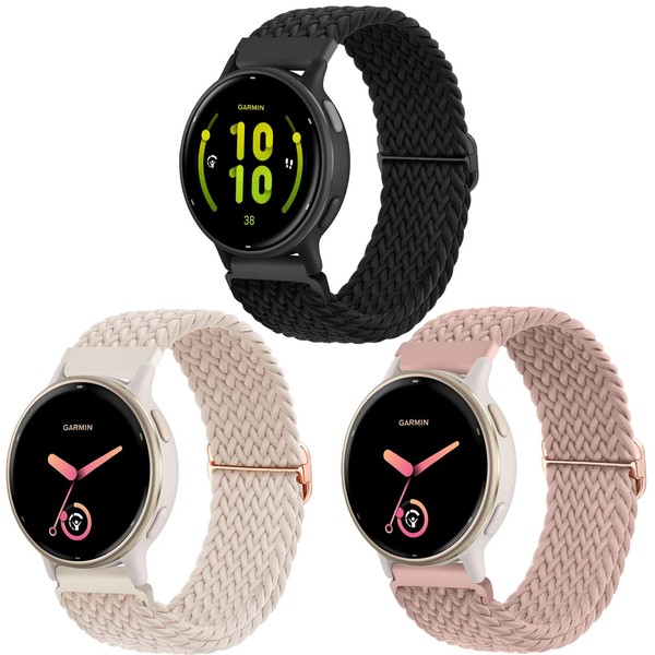 ViCRiOR 3 Pack Braided Stretchy Solo Loop Watch Bands Compatible