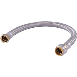 SharkBite Max 3/4 Inch x 3/4 Inch FIP x 24 Inch Stainless Steel Braided Flexible Water Heater Connector, Push to Connect Brass Plumbing Fitting, PEX Pipe, Copper, CPVC, PE-RT, HDPE, UR3088FX24