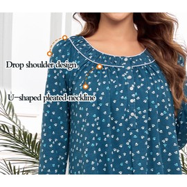 MZROCR Cotton Nightgowns for Women Soft Long Sleeve Night Gowns for Adult Women Comfy Night Shirts Lightweight Sleepwear