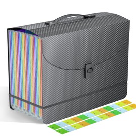 Vanulee 25 Pockets Expanding File Folders,Portable Accordian File Organizer,Expandable File Folder,Bill,Paper,Document Organizer,Plastic Accordion Filing Box,Colored Tabs,A4/Letter Size Diamond