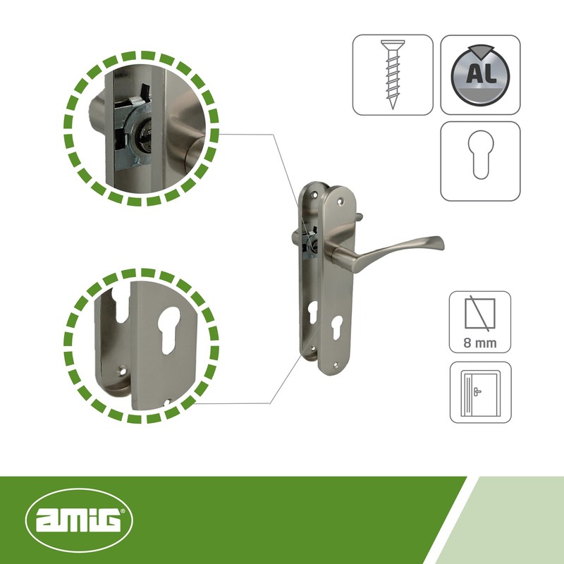 Amig - Door Handle Set with Steel Plate | PB85