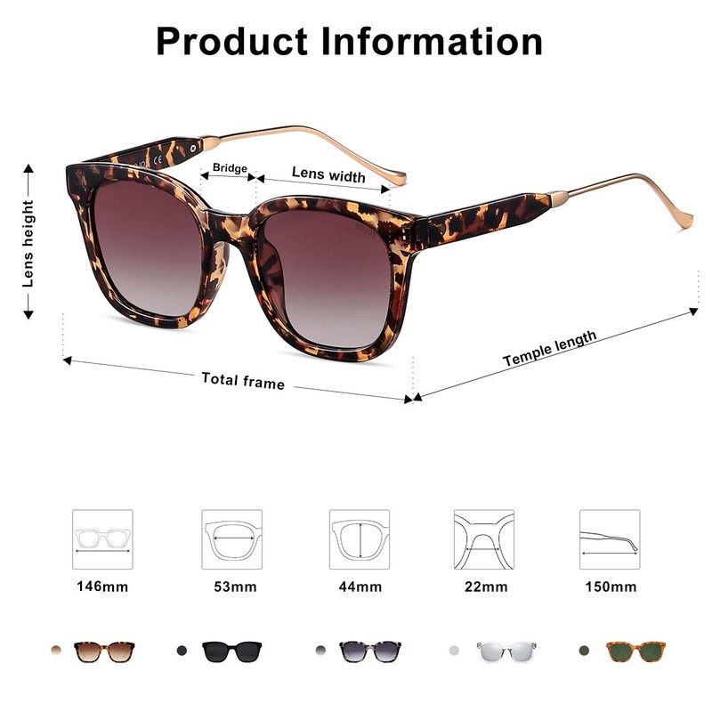 SOJOS Classic Square Polarized Sunglasses Womens Mens Retro Trendy UV400