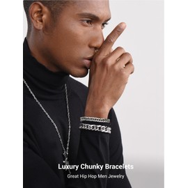 Prosteel Stainless Steel Franco Chain Bracelet Bangle Gift Rock Women Men Jewelry Cuban Chunky Curb Bracelets