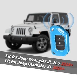 Key Fob Cover Case Protector Fit for Jeep Wrangler JL JLU Gladiator JT 2018-2025 (Light Blue)