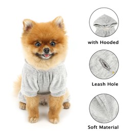SELMAI Girl Dog Clothes for Small Dogs Cute Doggie Outfits Rhinestone Crown Stretchy Puppy Pajamas Soft Velvet Hoodie 4 Legged Jumpsuit Lightweight Pet Tracksuit Cat Apparel Leash Hole