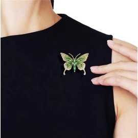 songbowen Vintage Rhinestone Butterfly Brooch Emerald Insect Brooch Crystal Butterfly Elegant Lapel Pin Dress Accessory Wedding Birthday Jewelry Gift