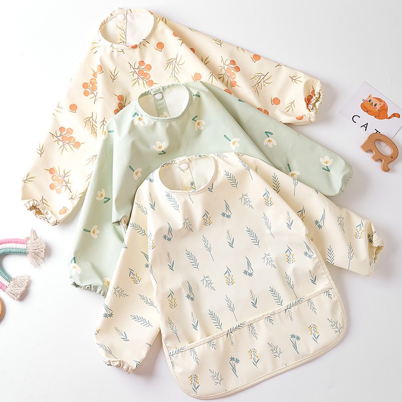 Infant Long Sleeve Bib Waterproof Cute Toddler Soft Sleeved Bib