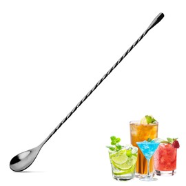 12 Inches Bar Spoon, Long Handle Mixing Stirrers for Drink, Stainless Steel Bar Cocktail Shaker Spoon 1 Pcs (1, Black)