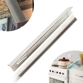 Abnaok 2PCS Stainless Steel Stove Gap Covers, Retractable Kitchen Stove Counter Gap Covers, Cooktop Trim Kit, Stove Gap Guards, Oven Gap Filler, Heat Resistant & Effectively Protect Stove Gap Filler