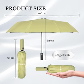 Ouqiesli Portable Folding Umbrella Compact Travel Windproof UV Protection Umbrella Automatic (Matcha Green)