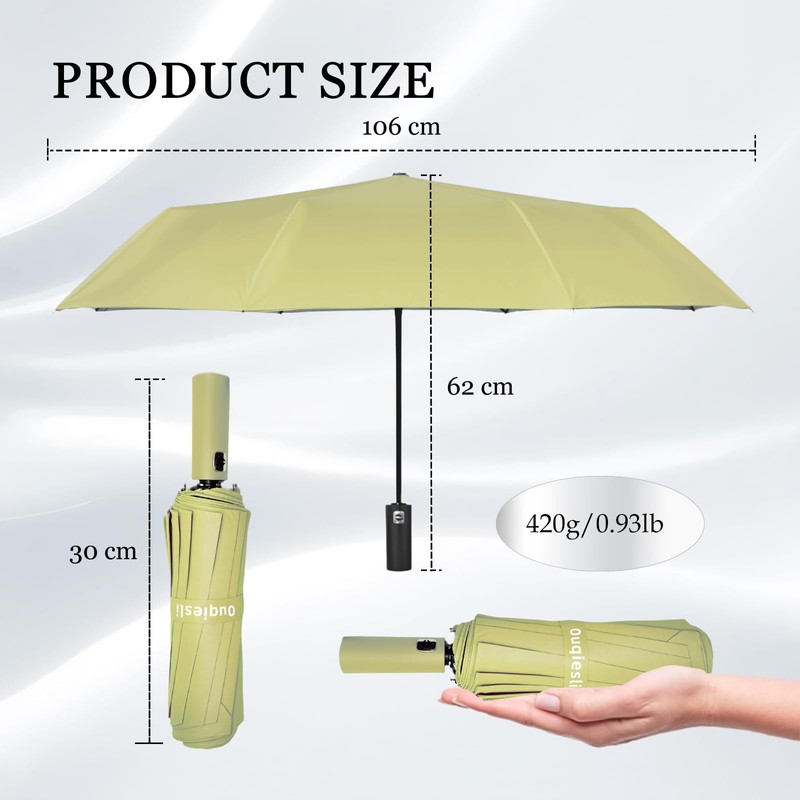 Ouqiesli Portable Folding Umbrella Compact Travel Windproof UV Protection Umbrella