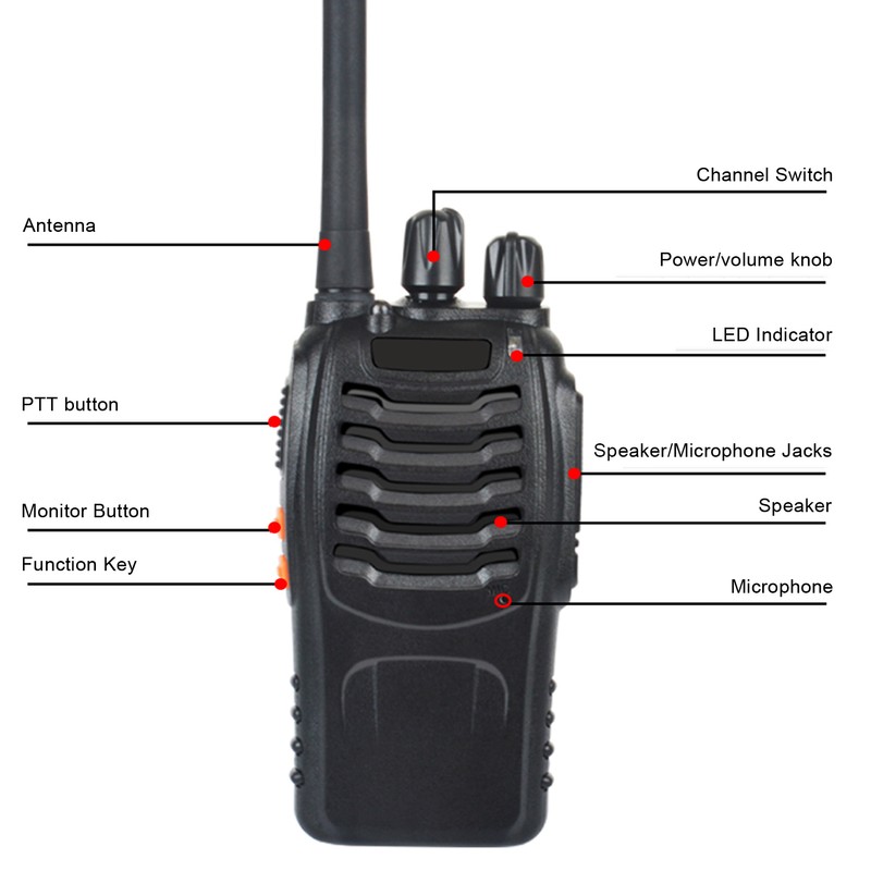 2pcs Walkie Talkie for Baofeng BF‑888H 400‑470MHz 16CH USB Charging