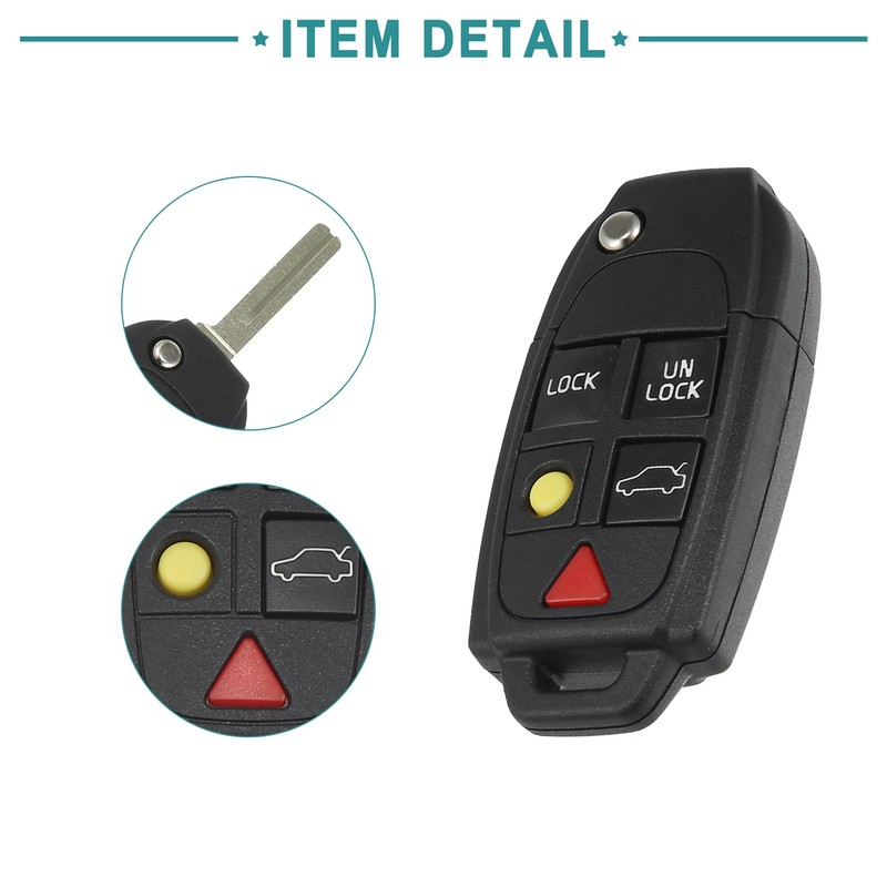 ACROPIX Car Key Fob Shell 5 Button Keyless Entry Remote