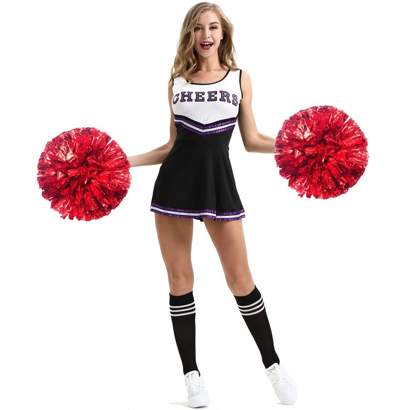 2Pcs Cheerleader Pom Poms,Cheerleading Pom Poms,Hand Flower Pompoms,Metallic Foil Cheer