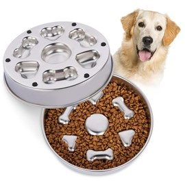 CONLI Slow Feeder Dog Bowls,Anti-Slip Puzzle Bowl Feeder,304 Stainless Steel Dog Bowls,Double Sided use for Medium,Large Size Dogs