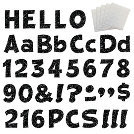Starboling 216 Pcs Glitter Bulletin Board Letter,4 Inch Poster Board Letters self Adhesive for Mailbox Crafts Classroom School Home Decor (Black)