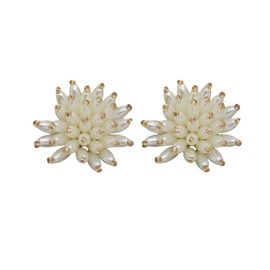 White Pearl Rhinestone Crystal Flower Shoe Clips Pair for Women Wedding Prom Party