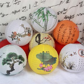 DUOLEIMI Paper Lanterns, Paper Lanterns, 16 Pieces, Ink Painting Pattern, Tanabata Decorations, Paper Lanterns, Bon Festivals, Lanterns, Festivals, Decorations, Events, Party Decorations (16 Paper