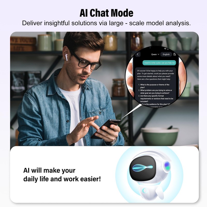 Ai Translation Earbuds Real Time, 3-in-1 Buletooth 5.3 Translator Earbuds
