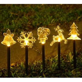 TSLBW Solar Garden Lights 5 Pack Christmas Pathway Lights Outdoor Garden Patio Decoration Lights