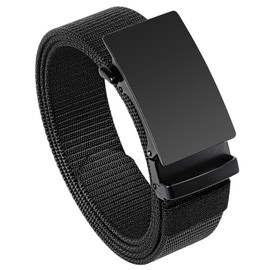 GAEKEAO Ratchet Belt for Men - No-Holes Adjustable Nylon Belt with Slide Buckle for Golf, Casual, Work & Travel Gift Boxed