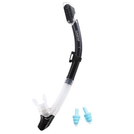 Supertrip Dry Snorkel Adult Unisex Dry Snorkel Snorkel with Valve for Snorkelling Snorkel Tube with Soft Mouthpiece Ear Plugs (Black)