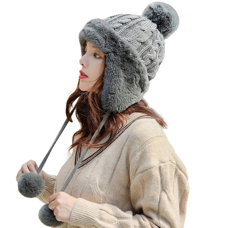 Yixda Women's Winter Hat with Ear Flaps Warm Fur Hat