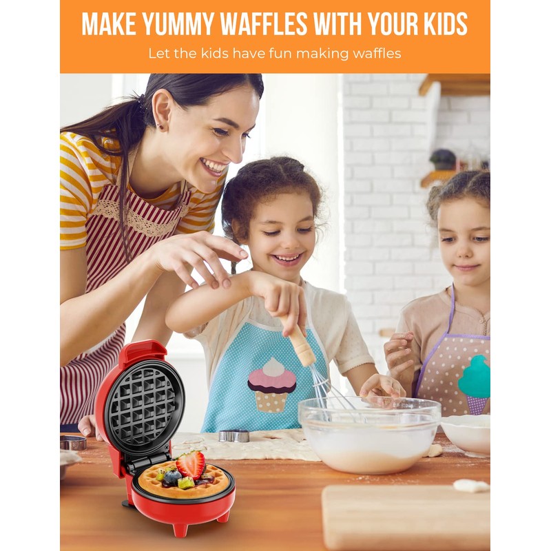 Waffle Maker Mini Small Compact Design, Breakfast Waffle Iron Machine