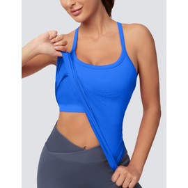 MathCat Workout Tank Tops for Women with Built in Bra, Padded Racerback Athletic Yoga Camisole, Seamless Sleeveless Gym Tops